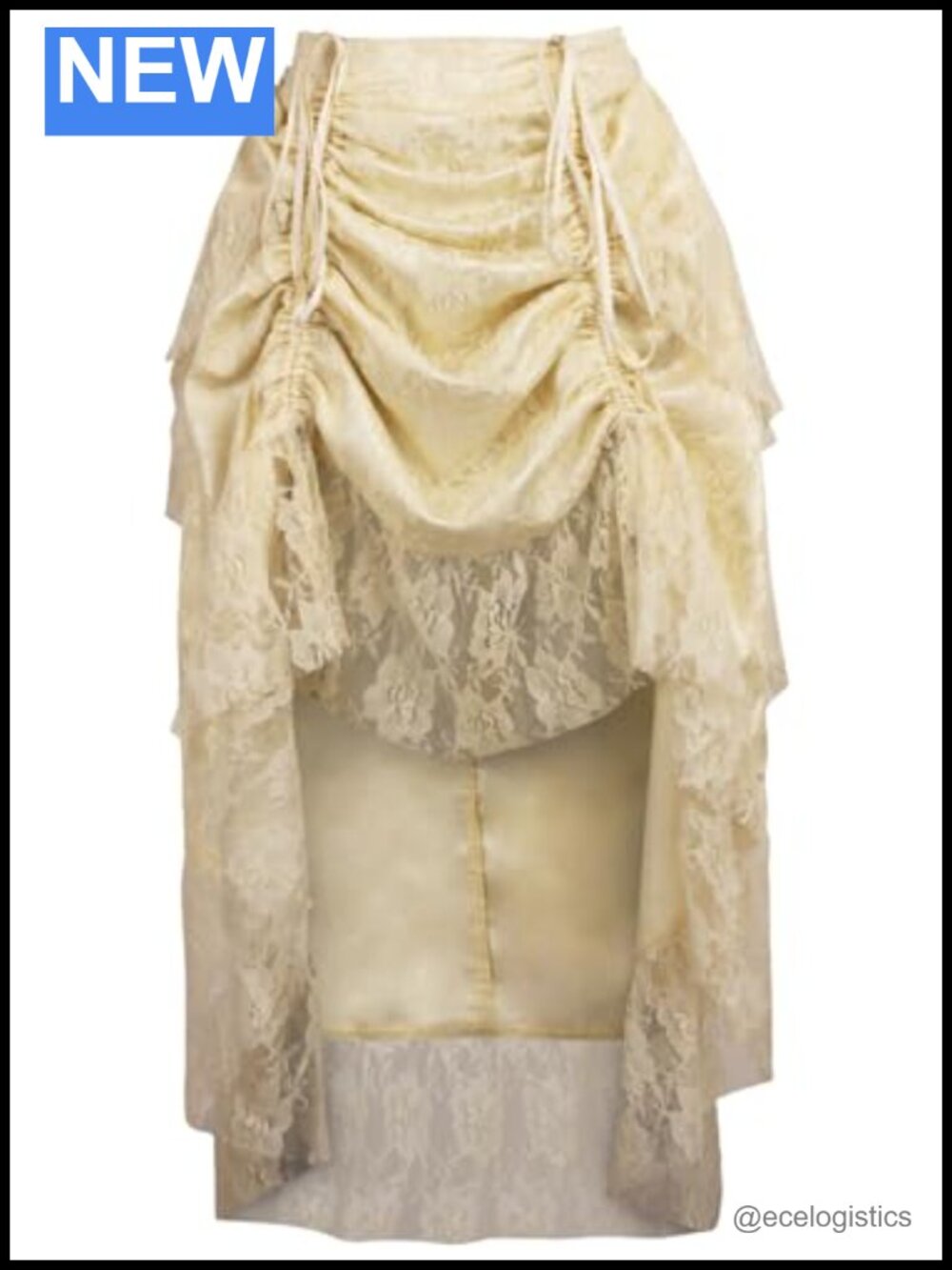 Lace Adjustable High Low Bustle Skirt 100% Polyester Exotic Apparel